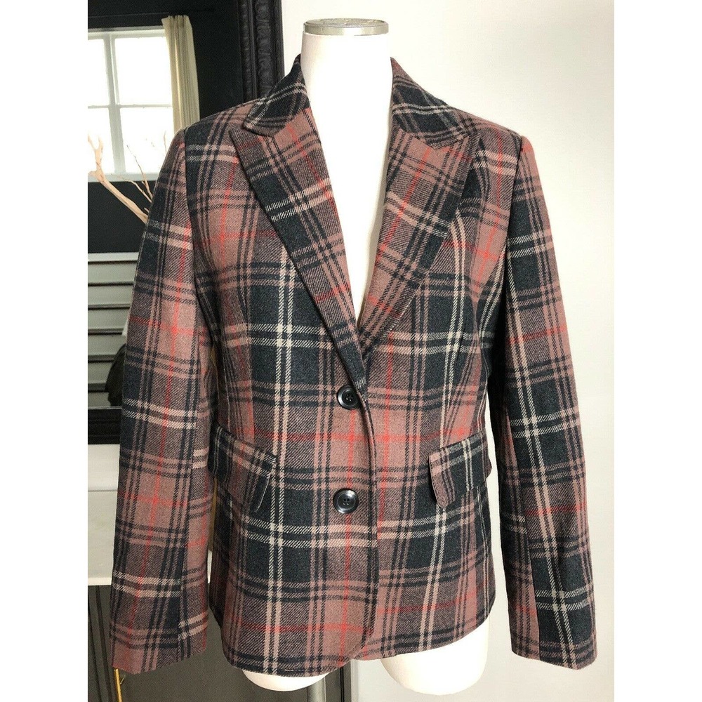 Chadwicks Plaid Wool Blend Button Front Blazer 6p - image 1